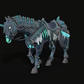 Fantasy Skeleton Horse With Glowing Blue Accents And Detailed Armor