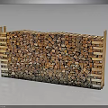 Neatly Stacked Firewood Pile on Wooden Rack with Gray Background