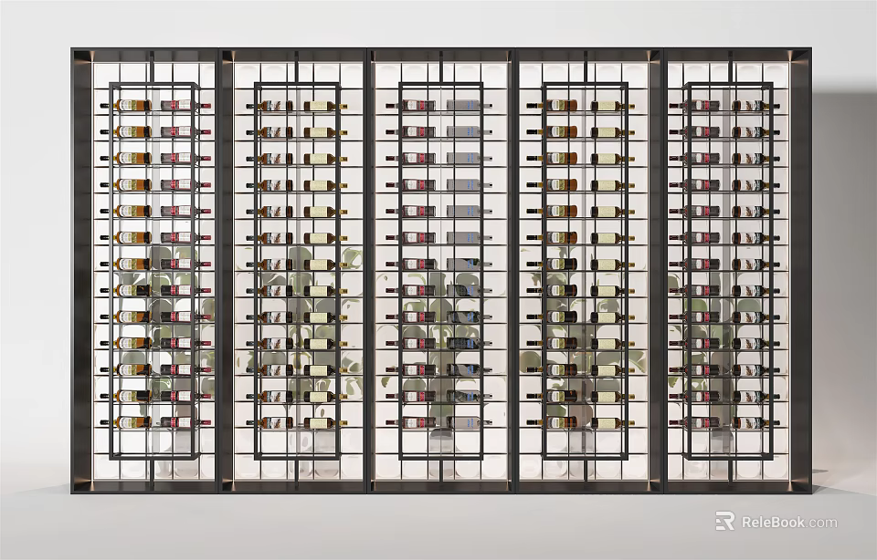 Modern Wine Cabinet With Multiple Shelves For Organized Wine Bottle Storage 3d model 