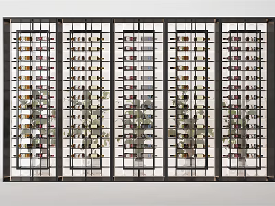 Modern Wine Cabinet With Multiple Shelves For Organized Wine Bottle Storage 3d model