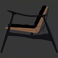 Modern Tufted Chair with Upholstered Backrest and Seat and Sturdy Armrests on Dark Frame