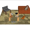 Decorative Ornaments Display On Coffee Table With Book Plant Pastry And Plush Toy
