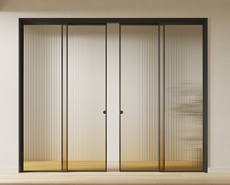 Modern sliding door Changhong glass gradient door 3d model