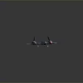 Blue Twin Engine Fighter Jet Model With Streamlined Body And Red Tail Tips