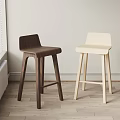 Modern Wooden Bar Stools In Two Tone Design For Minimalist Interior Space