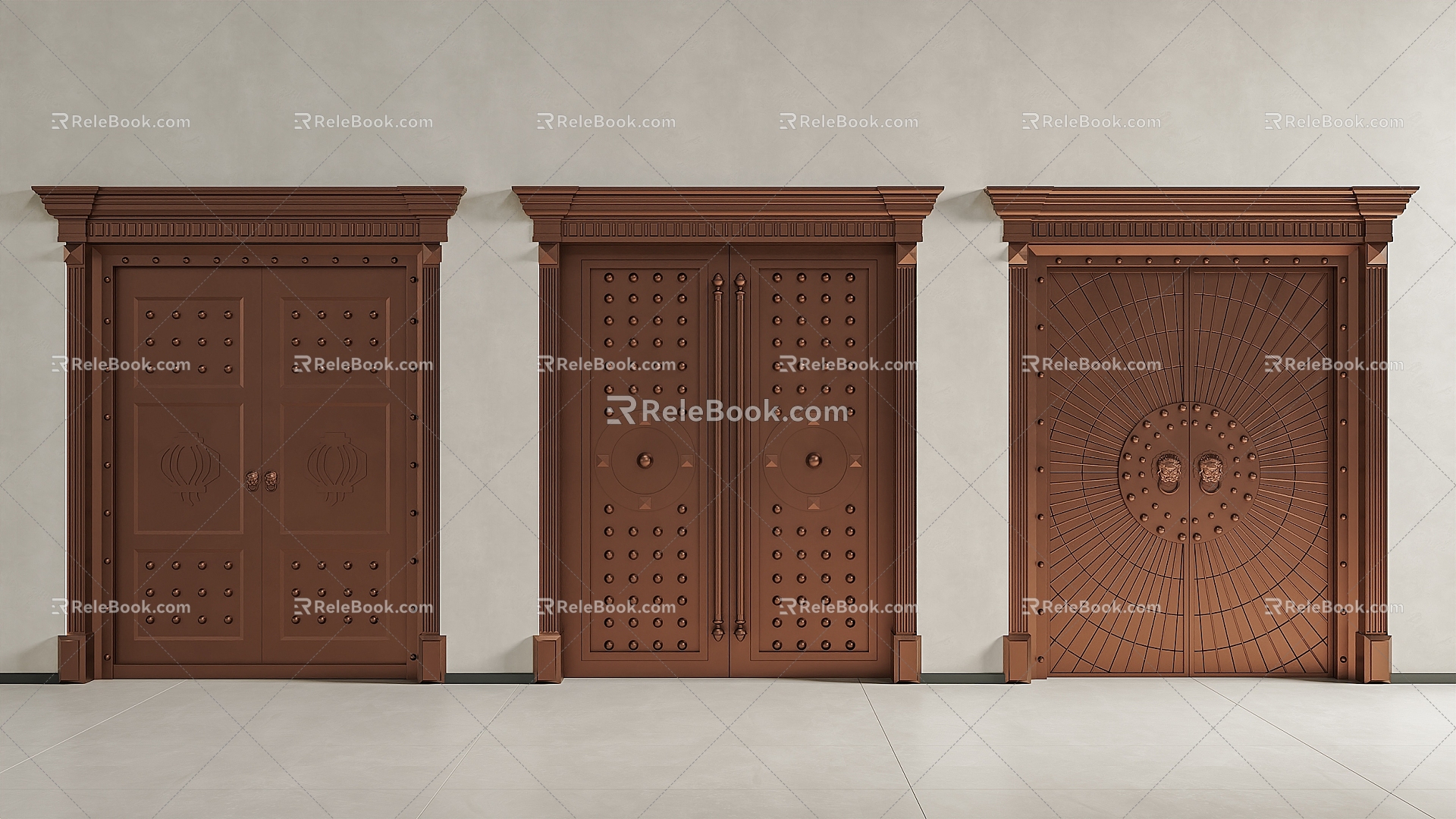 Chinese style villa entrance door villa door copper door copper door entrance door 3d model