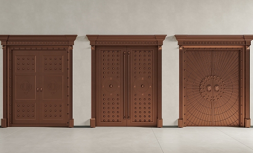 Chinese style villa entrance door villa door copper door copper door entrance door 3d model