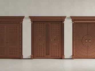 Chinese style villa entrance door villa door copper door copper door entrance door 3d model