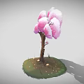 Stunning Cherry Blossom Tree With Pink Blossoms Brown Trunk Green Grass And Falling Petals