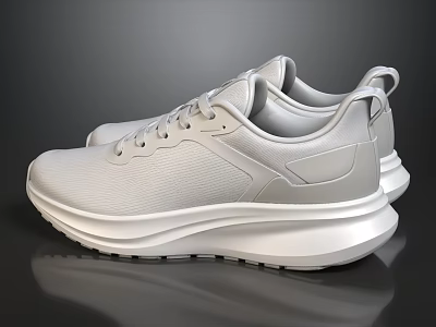 Modern Full White Mesh Running Sneakers For Comfortable Daily Outdoor Walking And Fitness Activities 3d model