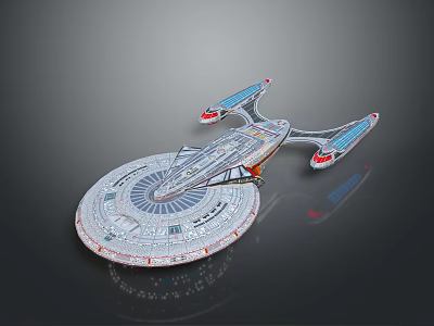Futuristic Spacecraft With Disc Shaped Hull And Engine Nacelles For Interstellar Exploration 3d model