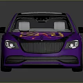 Purple Sedan Car With Colorful Patterns Number 24 And Transparent Roof
