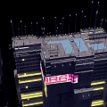 Futuristic Architecture Design With Neon Lights And Digital Screens On Tall Buildings