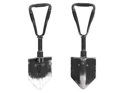 Durable Hardware Tools Featuring Two Metal Shovels With Black Handles And Sturdy Design 3d model