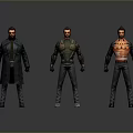 Three Male Character Models With Different Outfits And Armor Designs 3d model