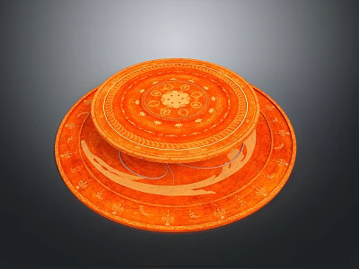 Orange Decorative Sculpture Carving With Multi Layered Circular Design And Intricate Patterns 3d model