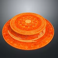 Orange Decorative Sculpture Carving With Multi Layered Circular Design And Intricate Patterns