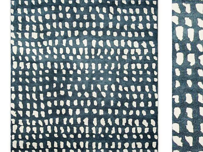 Modern Navy Blue Square Rug With White Abstract Spots For Living Room Decor 3d model