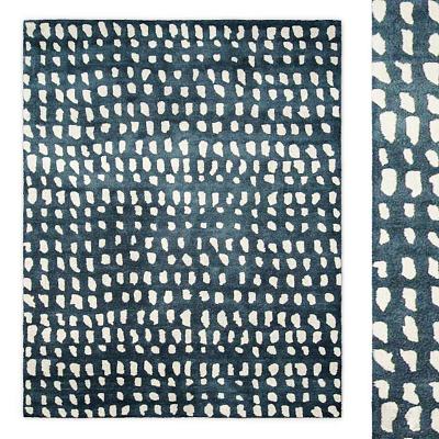 Modern Navy Blue Square Rug With White Abstract Spots For Living Room Decor 3d model