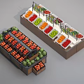 Retail Display Shelves With Assorted Fresh Fruits And Layered Storage Design