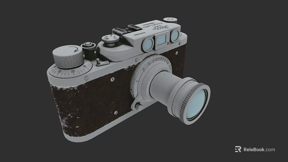 Vintage Digital Camera With Retro Design Leather Texture And Manual Dials 3d model 
