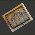 Vintage Wooden Trunk with Metal Lock Rivets Classic Texture and Display Base