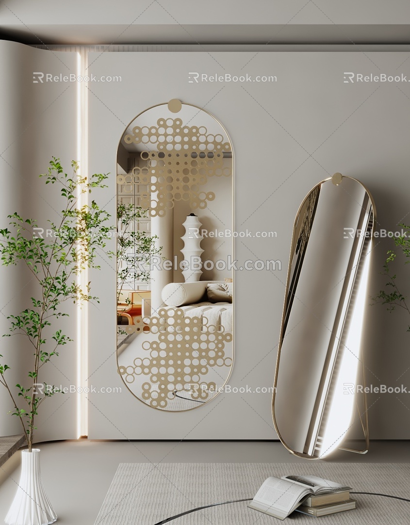 Modern Mirror Dressing Mirror Art Mirror Alien Mirror Floor Mirror Irregular Mirror Full-length Mirror 3d model