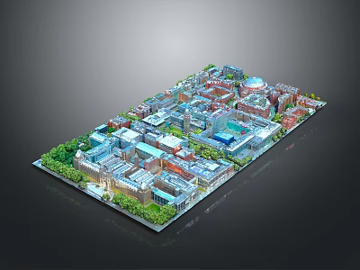 Urban City Building Model with Various Architectural Styles and Green Spaces Layout 3d model