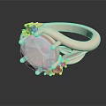 Rose Gold Ring Featuring Large White Gemstone And Small Pink Accent Stones