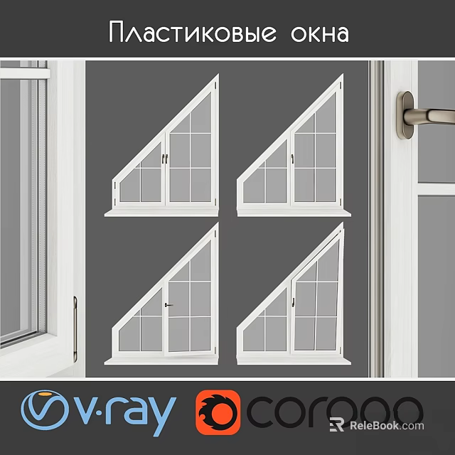 White Casement Windows With Grid Glass Design For Modern Residential Use 3d model 