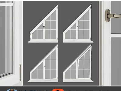 White Casement Windows With Grid Glass Design For Modern Residential Use 3d model