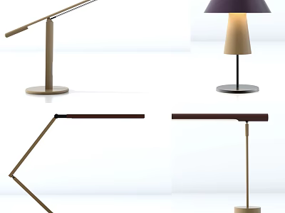 Modern Table Lamps With Various Designs Wooden Bases Metal Frames And Stylish Shades 3d model