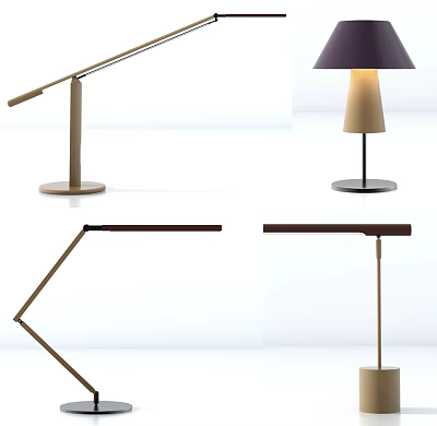 Modern Table Lamps With Various Designs Wooden Bases Metal Frames And Stylish Shades 3d model