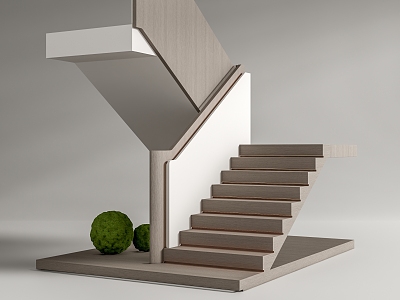 Modern Stair Handrail Stair Corner Stair 3d model