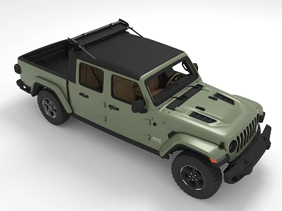 Light Green Jeep Gladiator Pickup Truck Exterior With Black Roof 3d model