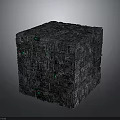 Gray Electronic Device Cube With Circuit Texture And Green Details