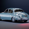 Light Blue Classic Sedan With Vintage Design And Shiny Body Details