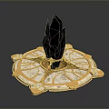 Ornate Circular Decorative Base With Blue Crystal White Marble And Golden Accents