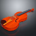 Orange Wooden Violin Daily Life Product With Strings And Smooth Body Design