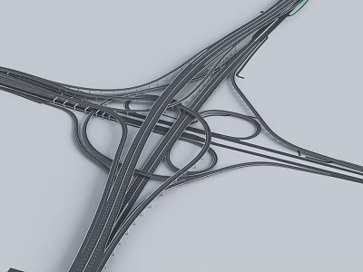 Complex Highway Interchange Road Structure With Multiple Lanes And Interconnected Ramps 3d model