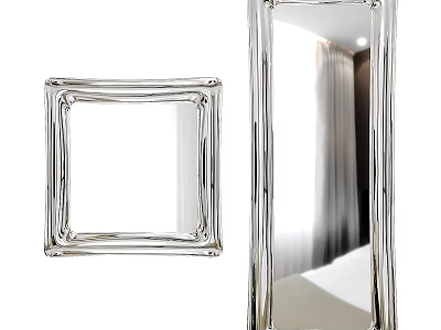 Modern Decorative Mirrors Featuring Silver Frame And Unique Border Design 3d model