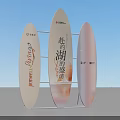 Wayfinding Signage With Three Surfboard Shaped Vertical Displays And Branding Text