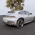 Silver Coupe Car With Sleek Modern Exterior Design Parked Near Tree