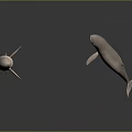 Two White Dolphins Swimming Gracefully in Gray Background with Smooth Movements 3d model
