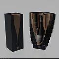 Elegant Wine Bottle And Wine Glass In Wooden Storage Display Box Case