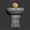 Stone Decorative Fountain With Round Basin And Spherical Ball On Pedestal
