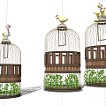 Unique Garden Ornaments With Birdcage Design Chicken Decorations And Green Plants