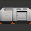 Cartoon Style Futuristic Modular Building With Solar Panels White Body And Orange Accents