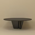 Modern Black Round Coffee Table With Stylish Geometric Base Design 3d model