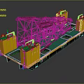 Heavy Lift Vessel Transporting Large Steel Structure And Yellow Modules 3d model